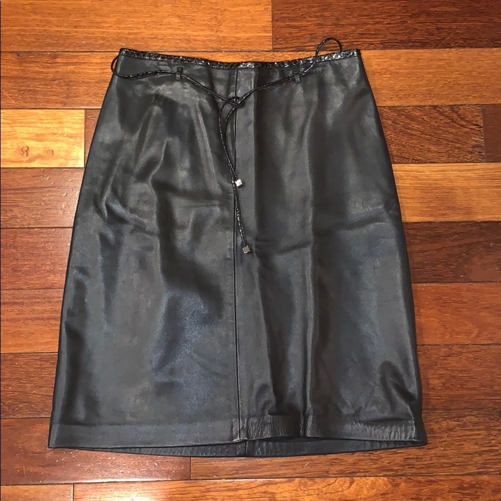 black leather skirt with belt